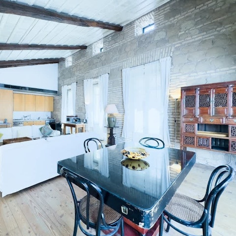 Dine beneath the charming vaulted ceilings
