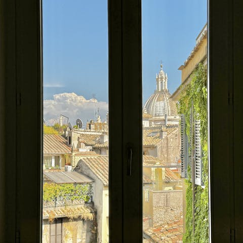Enjoy stunning views of Rome from the cosy lounge