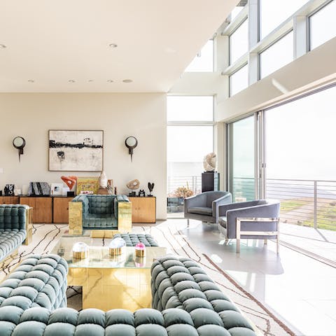 Open up the glass door to let some fresh mountain air into the living space