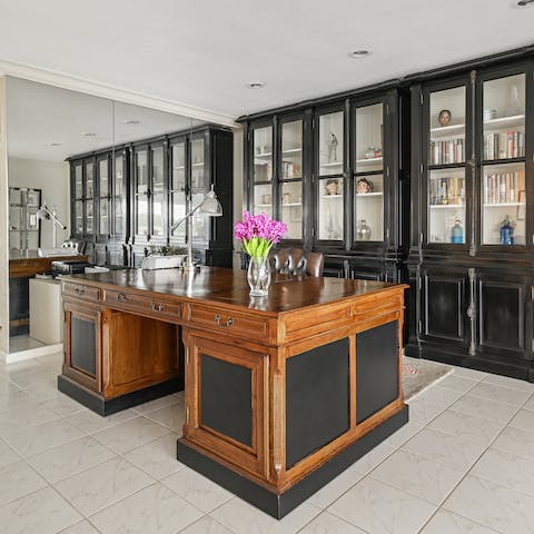 Get some work done at the home's impressive desk