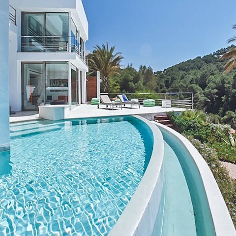 Cool off with a dip in the infinity swimming pool