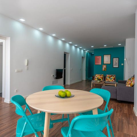 Enjoy a traditional Mallorcan breakfast of Robiols at this colourful dining table