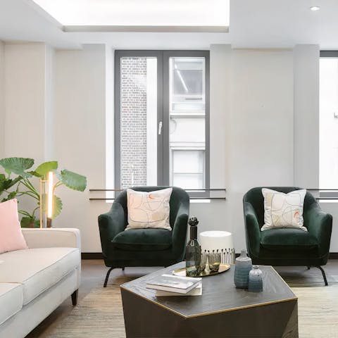 Relax in your bright, sociable living room