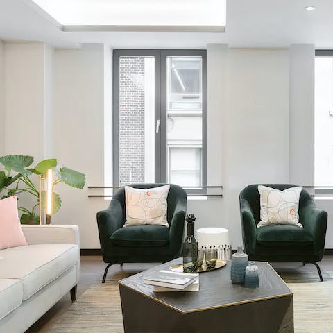 Relax in your bright, sociable living room