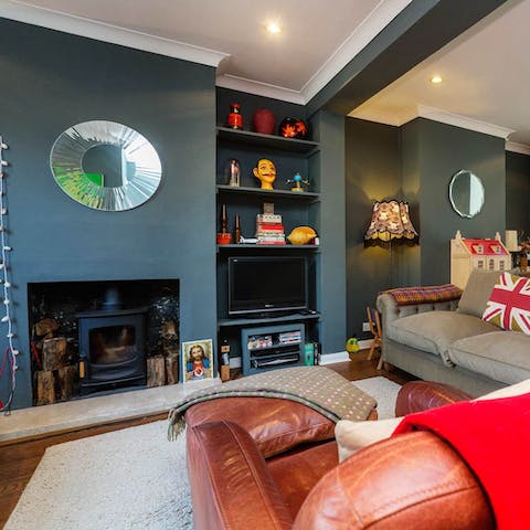 Make the living room extra cosy using the wood burner