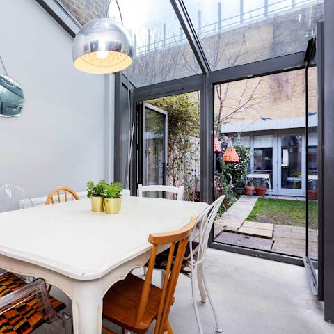 Enjoy your meals with views of the private garden
