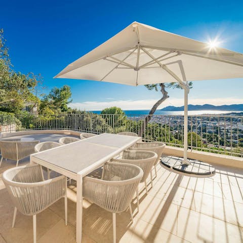 Dine alfresco and admire stunning far-reaching views