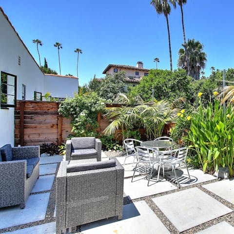 Enjoy alfresco drinks on the leafy patio