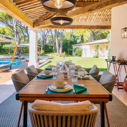 Savour slow breakfasts and long lunches on the shaded patio