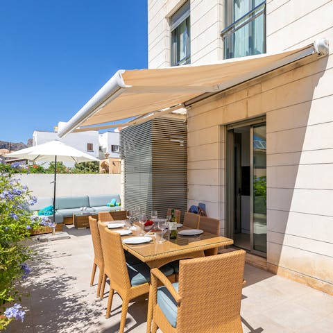 Enjoy alfresco tapas meals on the patio