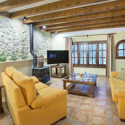 Spend chillier evenings cosied up in the rustic living space