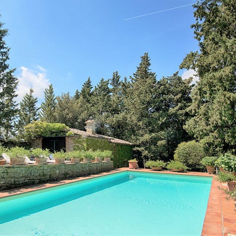 Enjoy refreshing dips in the private swimming pool