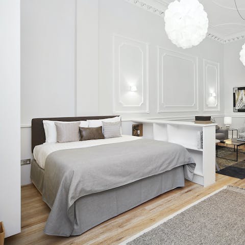 Get a dreamy night's sleep in the comfortable bed after a day of London sightseeing