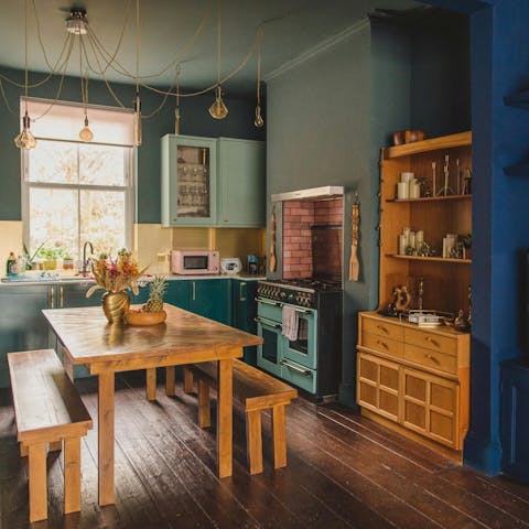 Cook some seafood in one of two colourful kitchens