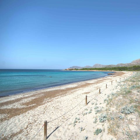 Drive just ten minutes down to this idyllic beach