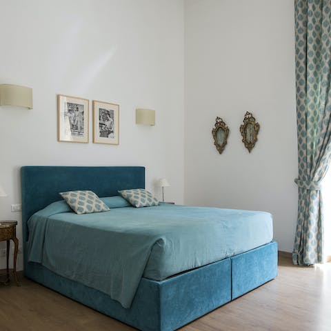 Get a restful night's sleep in the charming and colourful bedrooms