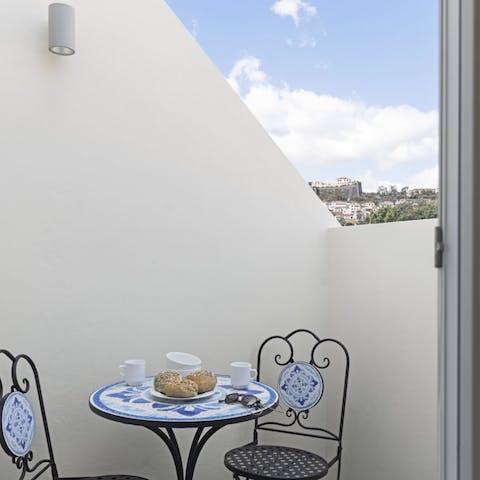Sip your morning coffee from the private terrace
