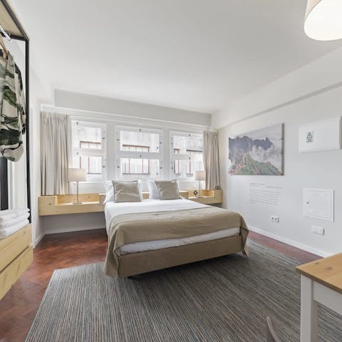 Wake up in the light-filled bedroom, feeling rested and ready to explore