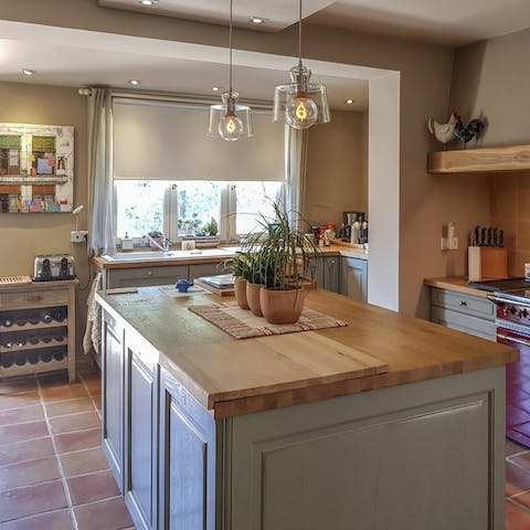 Cook classic French dishes in the farmhouse-style kitchen