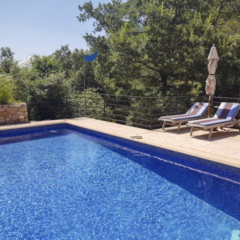 Go for a dip in the private heated swimming pool, amid the lavender and pine trees