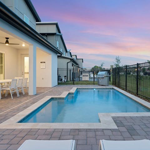 Enjoy an evening swim in the private pool