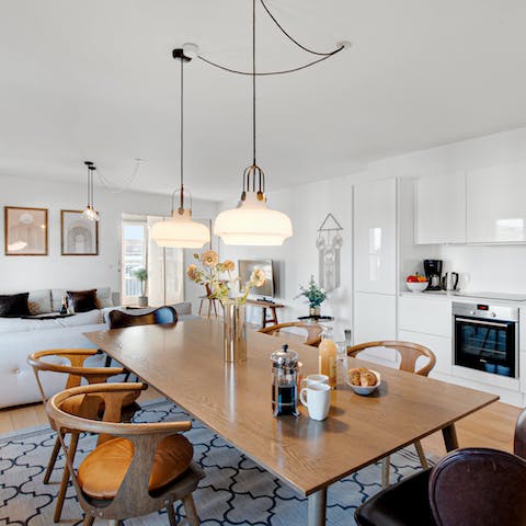 Tuck into homemade meals around the beautiful dining table