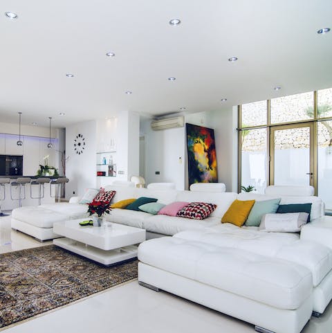 Watch a home movie from the huge sofa