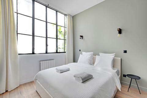 Admire courtyard views from the large windows