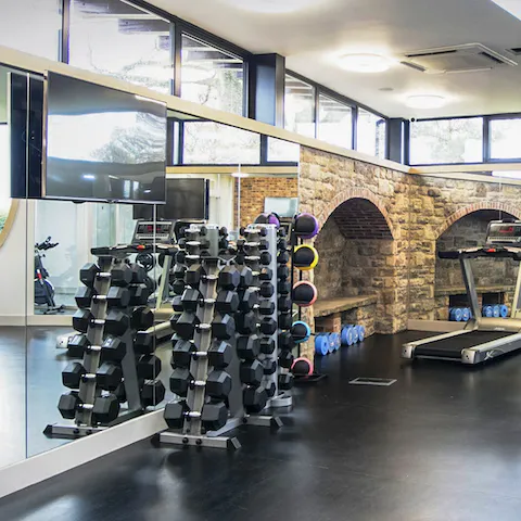 Hit the communal gym, and break a sweat