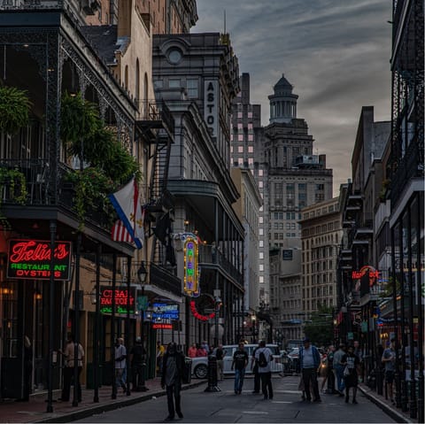 Walk fifteen minutes to New Orleans’ French Quarter