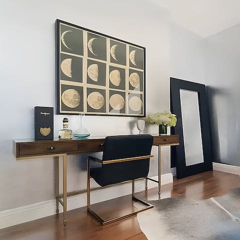 Catch up on work in the elegant home office