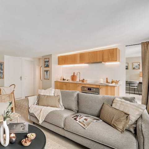Spend a quiet evening curled up on the sofa with a glass of French wine