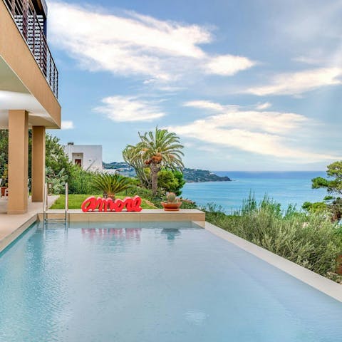 Admire the views while swimming in the private pool