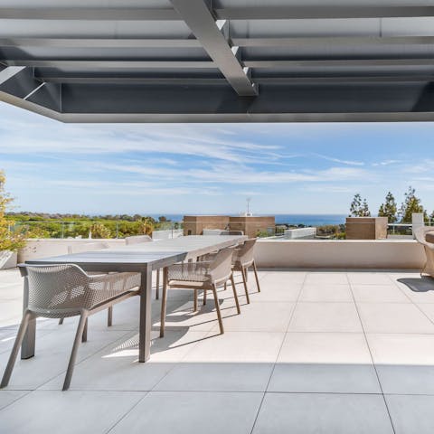 Dine alfresco on the terrace – paella, anyone?