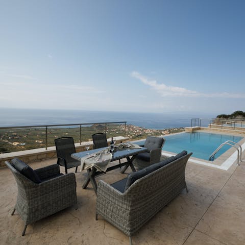 Enjoy an afternoon aperitivo around the table with a spectacular view