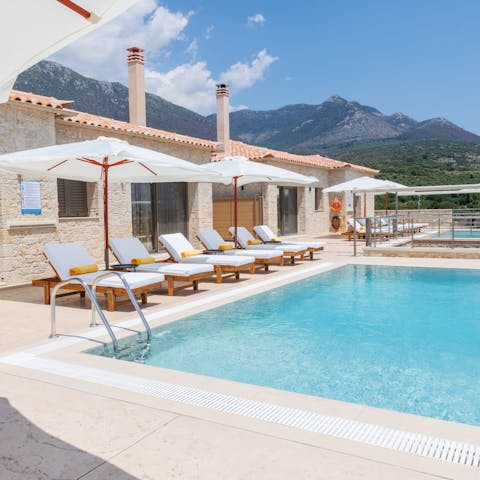 Have a dip in the pool and dry off on a sun lounger