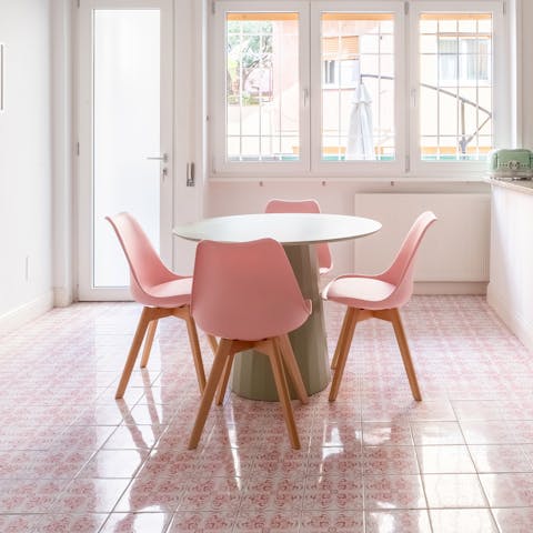 Enjoy a meal and draw up new plans at the dining table