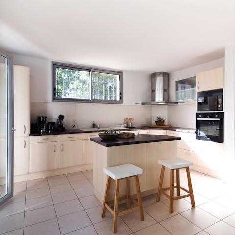 Steal away to enjoy a sweet pastry at the kitchen island