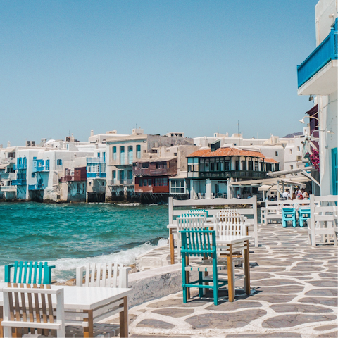 Explore the historic heart of Old Town Mykonos – a short drive away