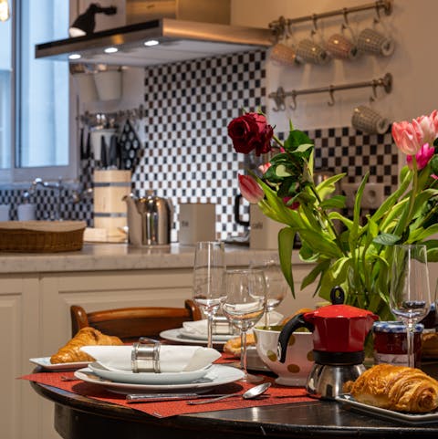 Start your day with a feast of French pastries around the dining table
