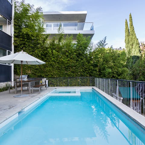 Dine alfresco on the inviting poolside terrace