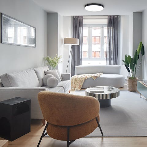 Kick back in the bright living area after a long day on your feet