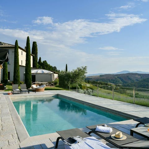 Splash about in the private pool when the temperature starts to rise