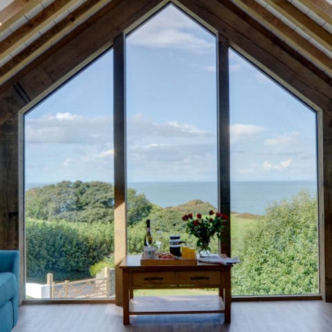 Start your day with fresh coffee and gallery views of the countryside