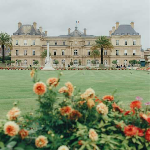Smell the roses in Jardin du Luxembourg, ten minutes away