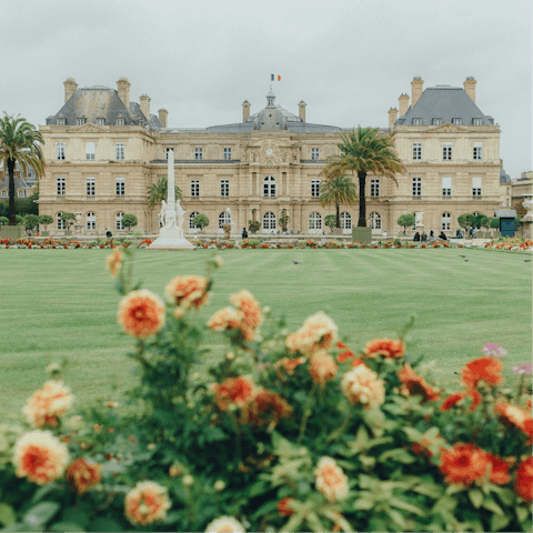 Smell the roses in Jardin du Luxembourg, ten minutes away