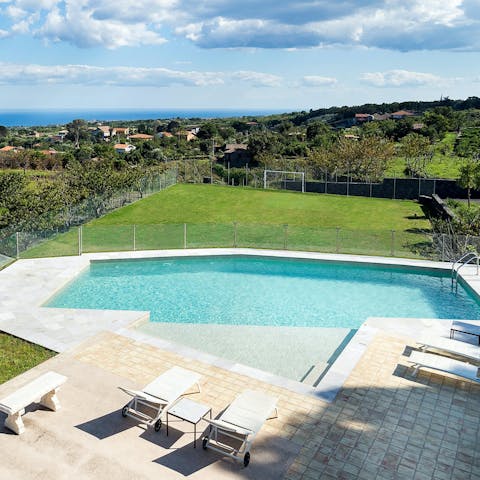 Slip into the turquoise pool for a cooling dip