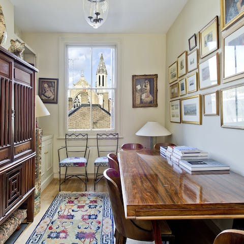 Fire off work emails or enjoy a home-cooked meal at the dining table