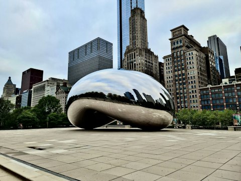 Visit the famous Cloud Gate in Millennium Park, around a ten-minute drive away