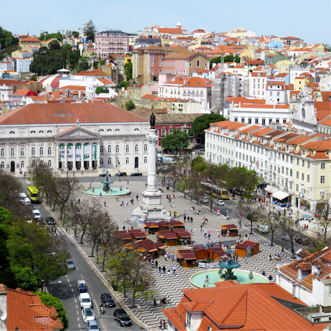 Start your sightseeing at the nearby Rossio Square